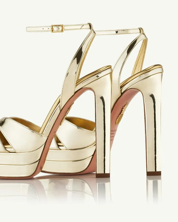 Divine Sandal Plateau 130 Gold Women Aquazzura Platforms Divine Sandal Plateau 130 Gold Women Aquazzura Platforms