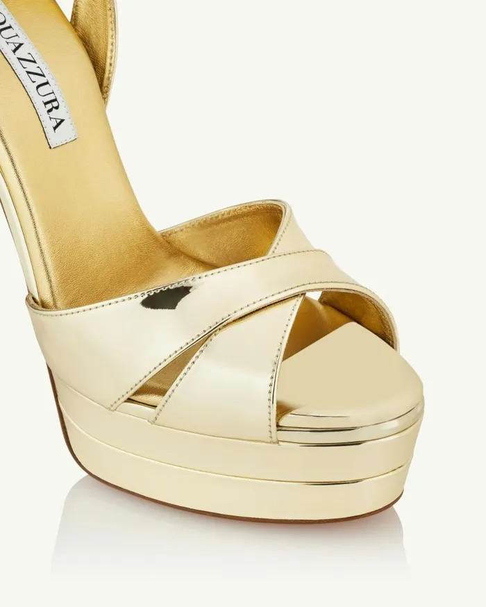 Divine Sandal Plateau 130 Gold Women Aquazzura Platforms Divine Sandal Plateau 130 Gold Women Aquazzura Platforms