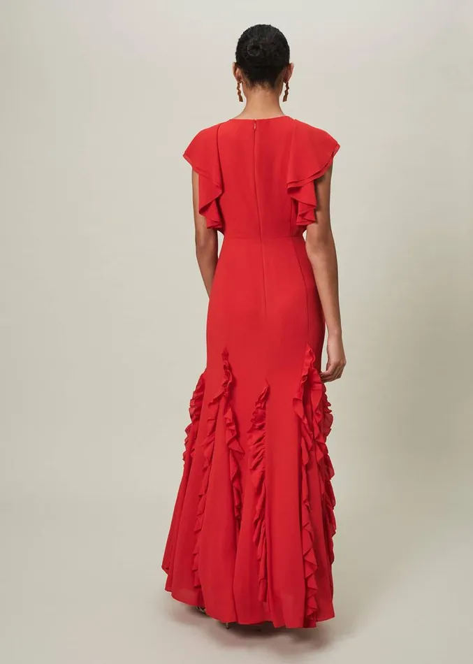 Donatella Ruffle Maxi Dress Scarlet Women Phase Eight Dresses