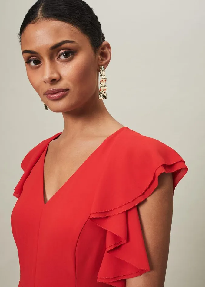 Donatella Ruffle Maxi Dress Scarlet Women Phase Eight Dresses