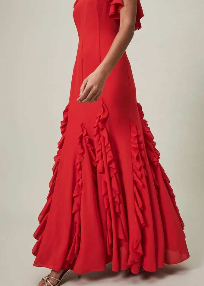 Donatella Ruffle Maxi Dress Scarlet Women Phase Eight Dresses