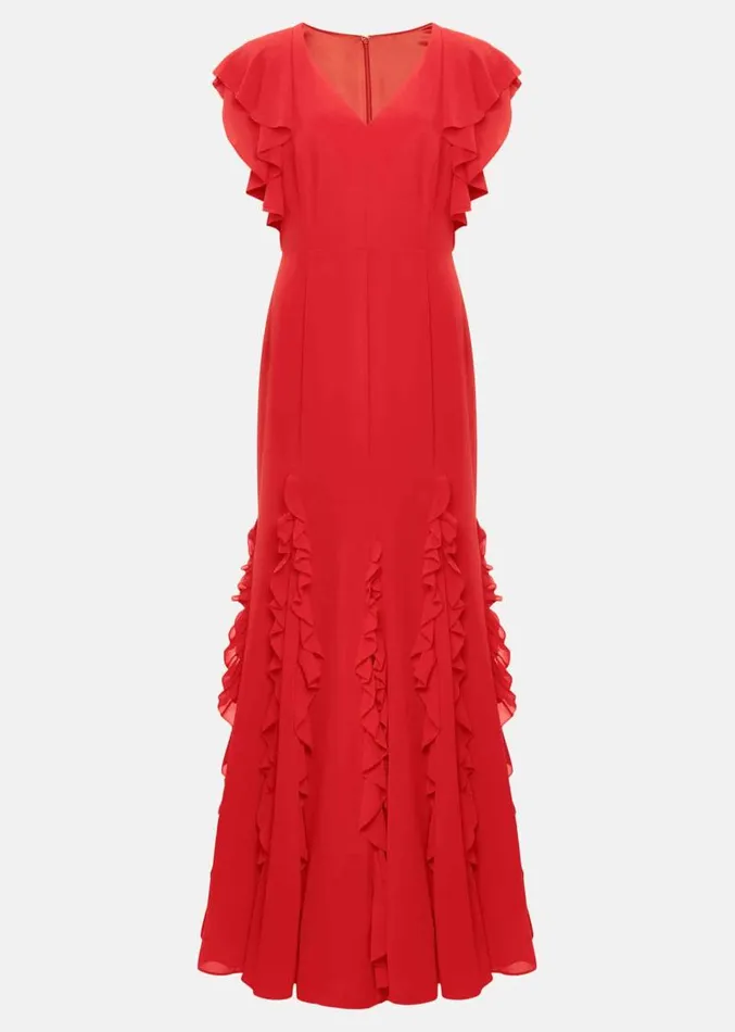 Donatella Ruffle Maxi Dress Scarlet Women Phase Eight Dresses