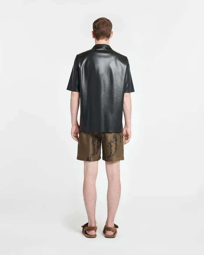 Doxxi Printed SilkTwill Shorts Calligraphy Khaki Men Nanushka Shorts