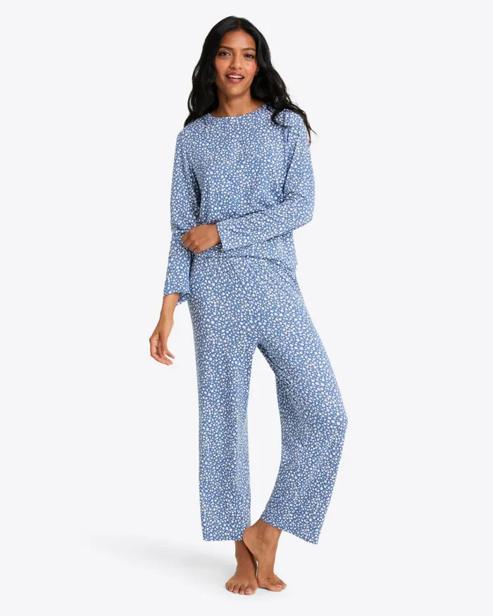 Draper James Amelia Pajama Set In Popcorn Ditsy Floral Women Lounge and Pajamas