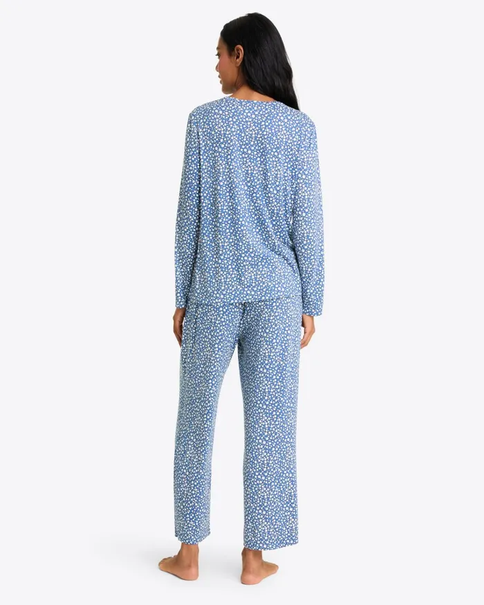 Draper James Amelia Pajama Set In Popcorn Ditsy Floral Women Lounge and Pajamas