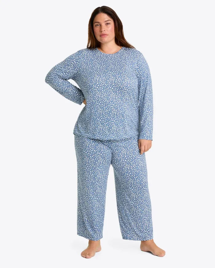 Draper James Amelia Pajama Set In Popcorn Ditsy Floral Women Lounge and Pajamas