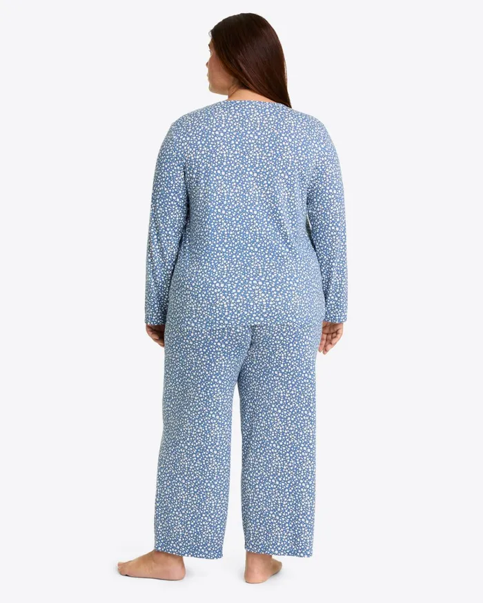 Draper James Amelia Pajama Set In Popcorn Ditsy Floral Women Lounge and Pajamas
