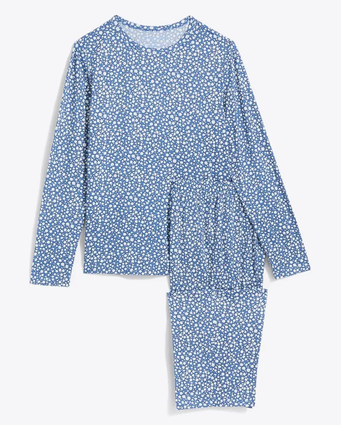Draper James Amelia Pajama Set In Popcorn Ditsy Floral Women Lounge and Pajamas