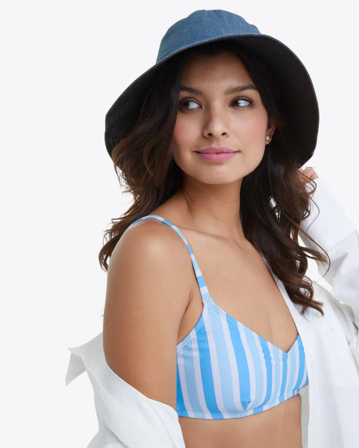 Draper James Bikini Top In Awning Stripe Women Swim