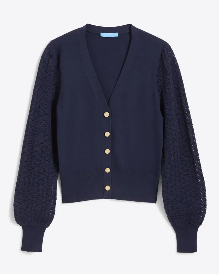 Draper James Button Front Cardigan In Navy Women Sweaters
