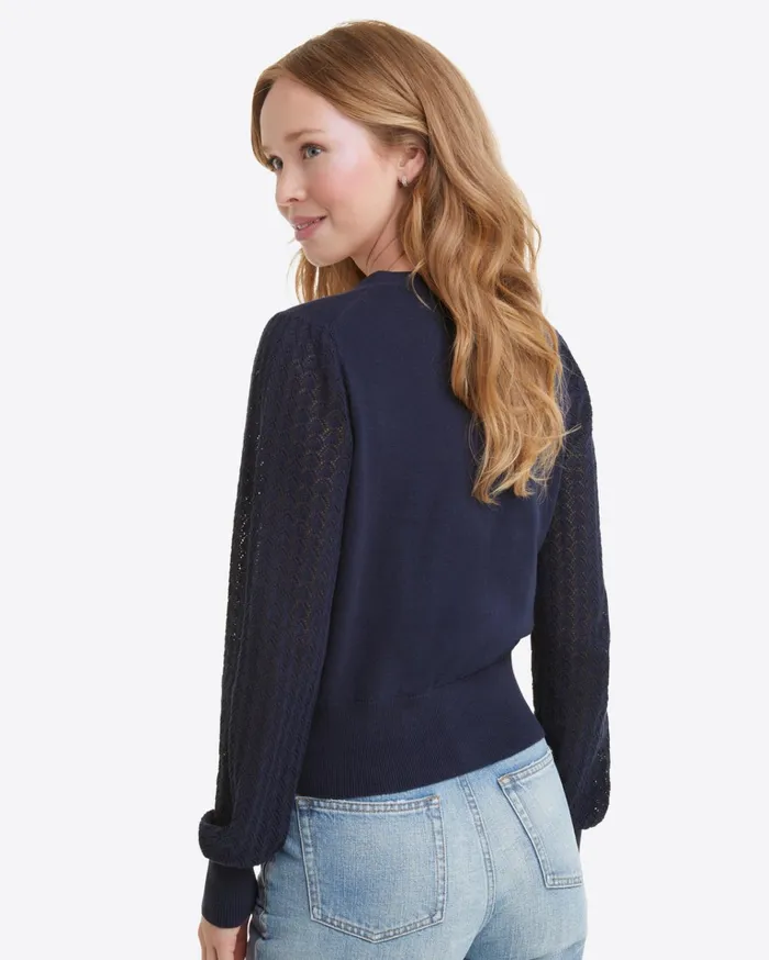 Draper James Button Front Cardigan In Navy Women Sweaters