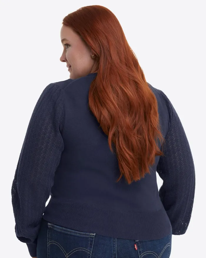 Draper James Button Front Cardigan In Navy Women Sweaters