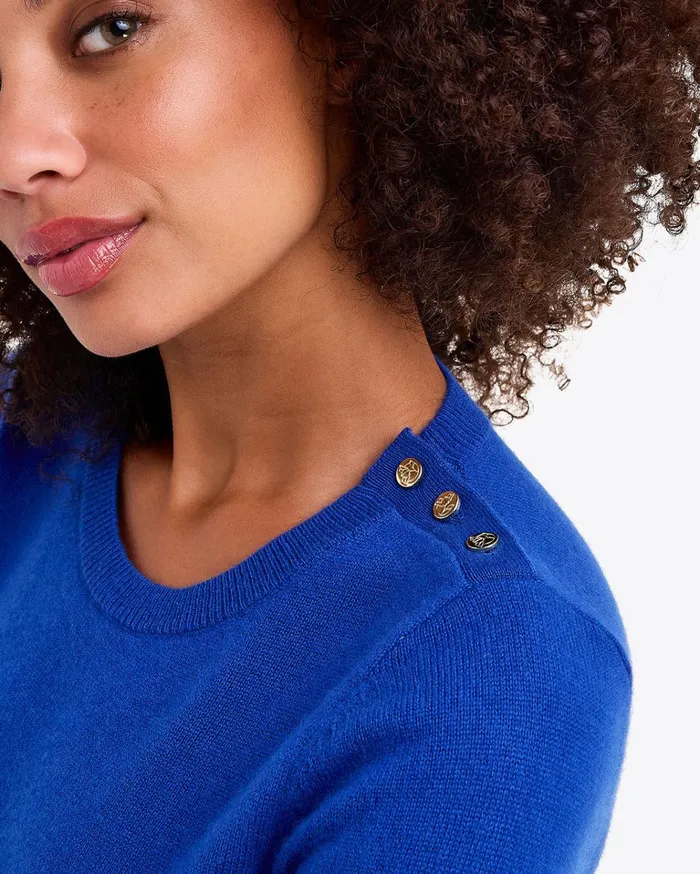 Draper James Button Shoulder Cashmere Sweater Women Tops
