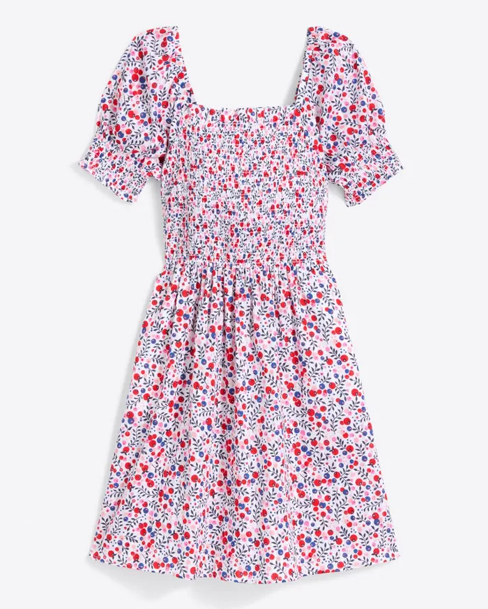 Draper James Cam Smocked Dress In Berry Print Women Dresses