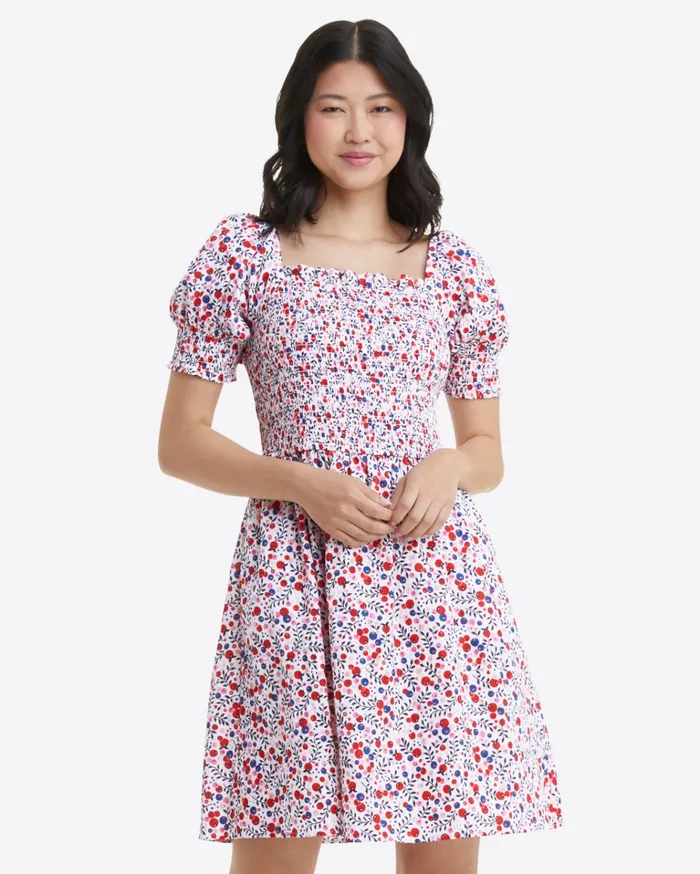 Draper James Cam Smocked Dress In Berry Print Women Dresses