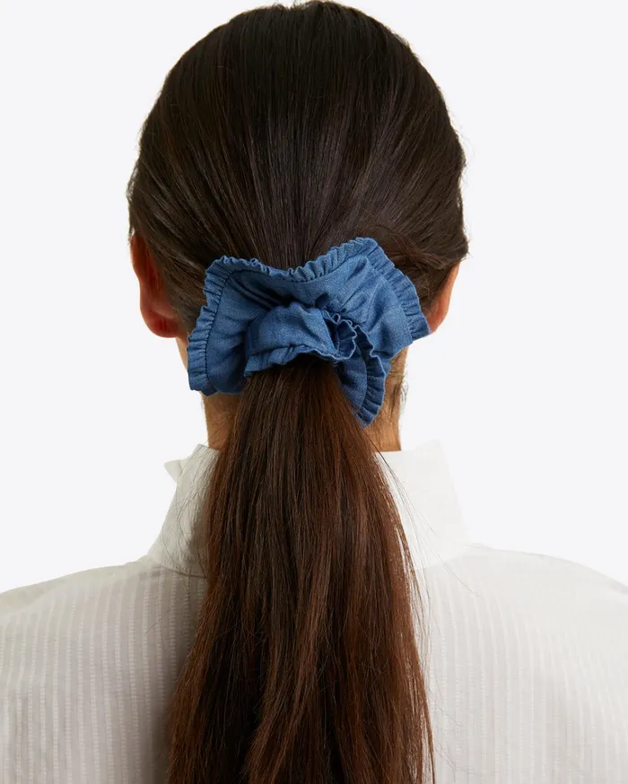 Draper James Chambray Ruffle Scrunchie Women Hats and Hair