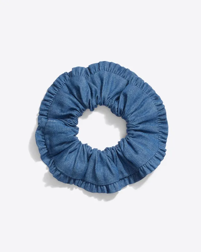 Draper James Chambray Ruffle Scrunchie Women Hats and Hair