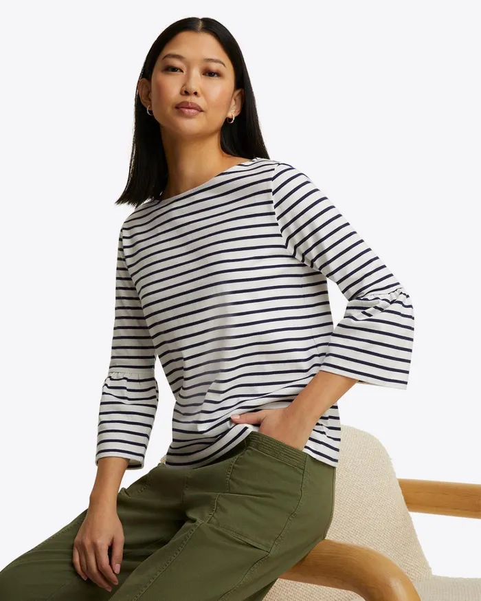 Draper James Corey Bell Sleeve Top In Cotton Women Tops