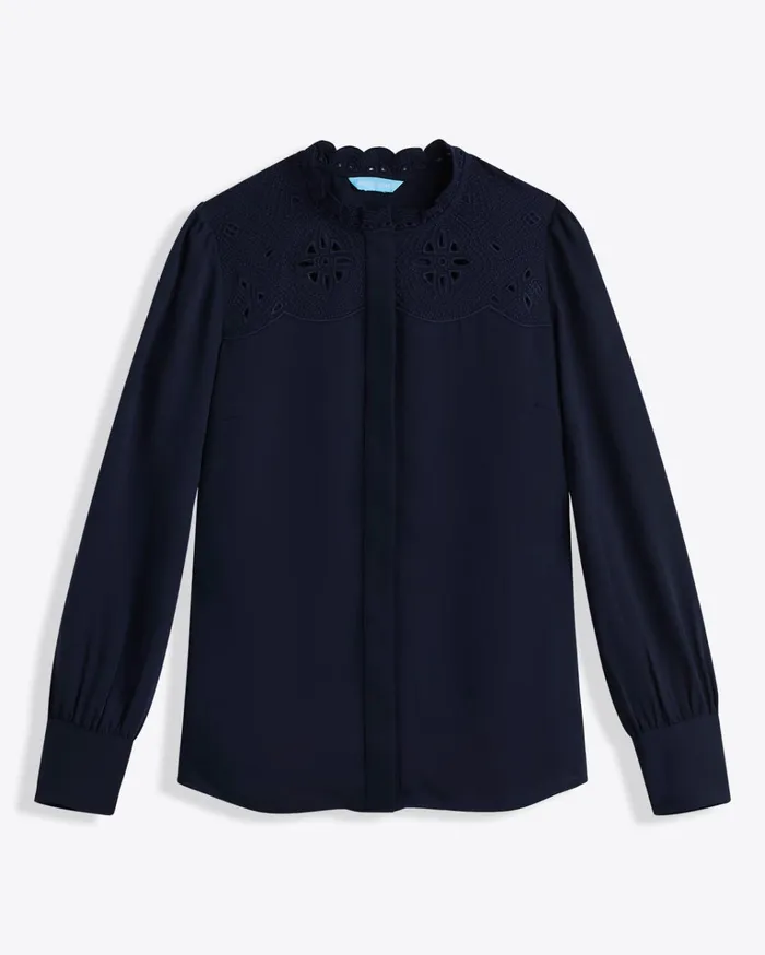 Draper James Covered Placket Button Down Women Tops