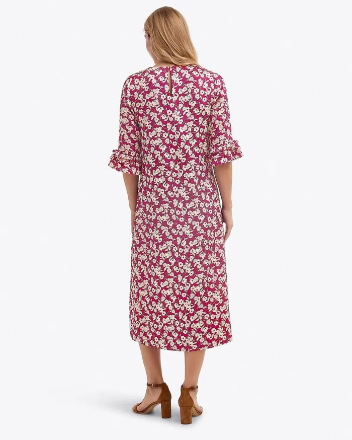 Draper James Crewneck Midi Dress In Hammered Satin Women Dresses