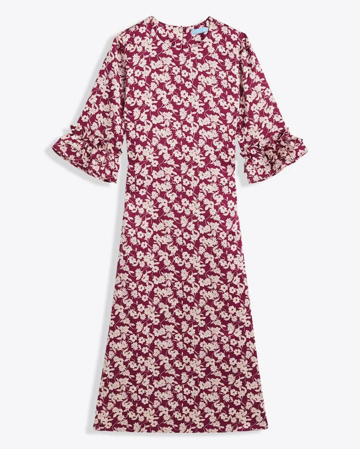 Draper James Crewneck Midi Dress In Hammered Satin Women Dresses
