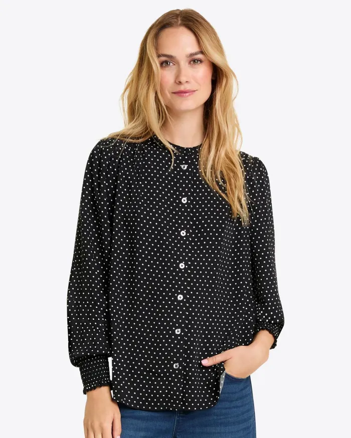 Draper James Evelyn Buttondown Top In Polka Dot Women Tops