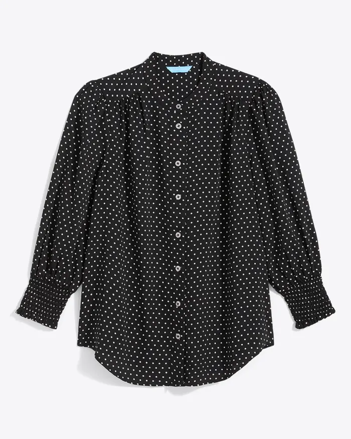Draper James Evelyn Buttondown Top In Polka Dot Women Tops