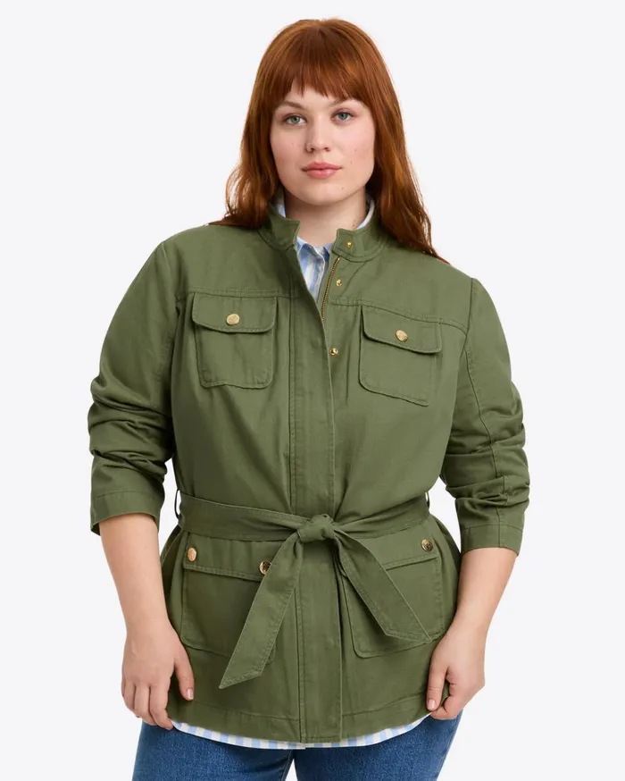 Draper James Field Jacket In Green Twill Women Jackets and Outerwear