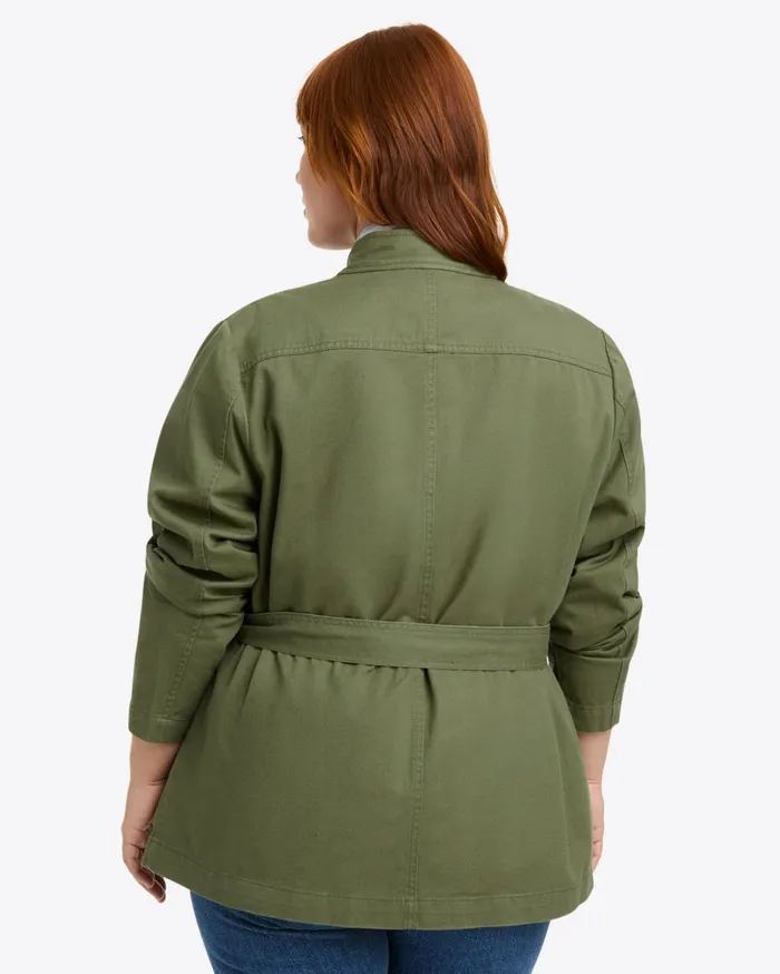 Draper James Field Jacket In Green Twill Women Jackets and Outerwear