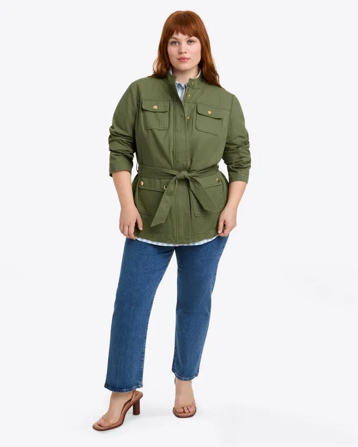 Draper James Field Jacket In Green Twill Women Jackets and Outerwear