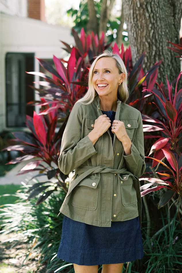 Draper James Field Jacket In Green Twill Women Jackets and Outerwear