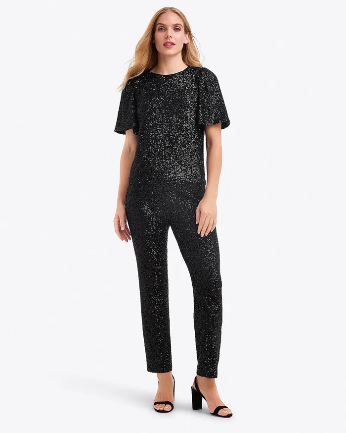 Draper James Flutter Sleeve Top In Sequins Women Tops