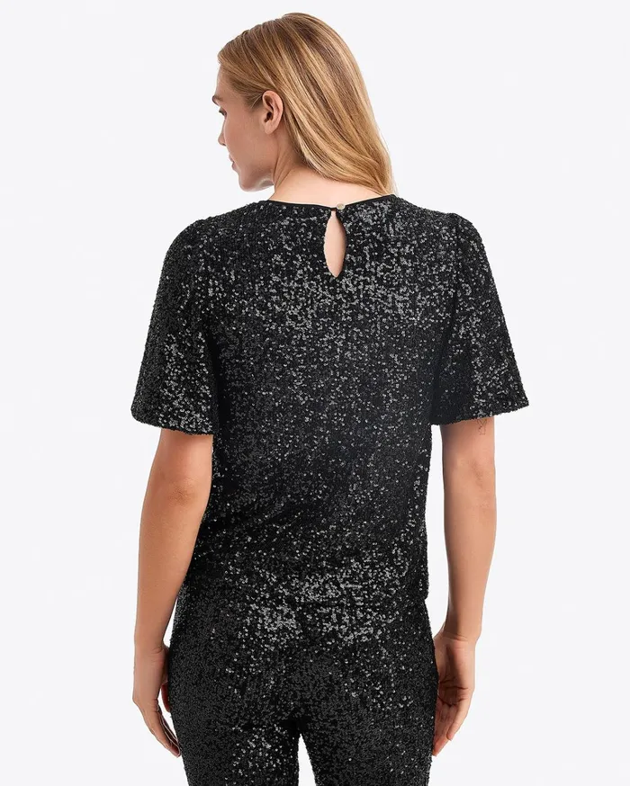 Draper James Flutter Sleeve Top In Sequins Women Tops