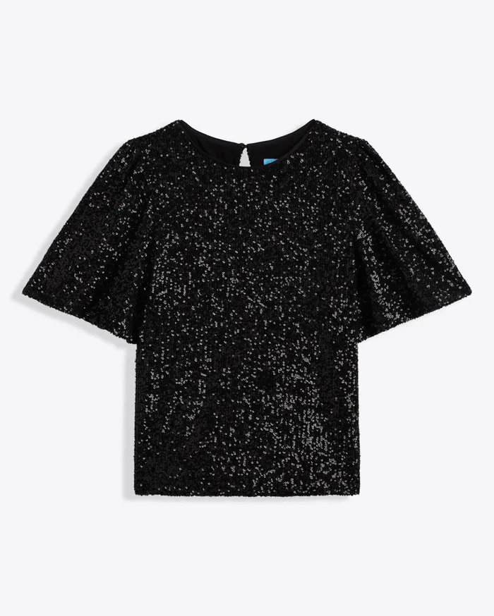 Draper James Flutter Sleeve Top In Sequins Women Tops