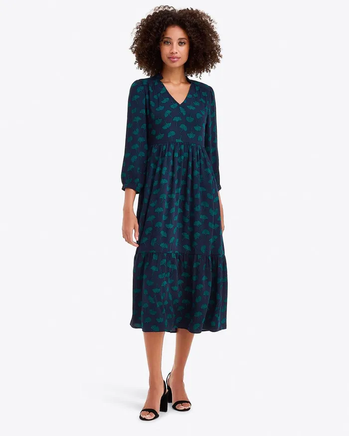 Draper James Katie Midi Dress In Ginko Leaf Women Dresses