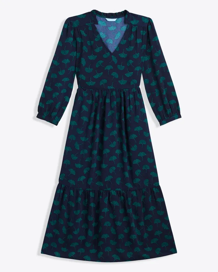 Draper James Katie Midi Dress In Ginko Leaf Women Dresses
