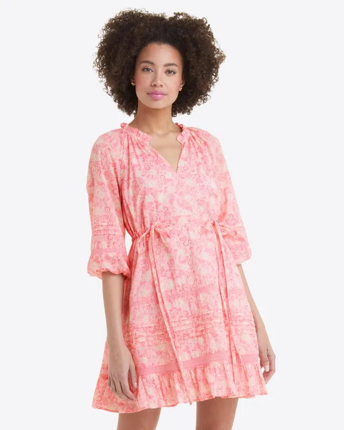 Draper James Kellie Babydoll Dress In Pink Paisley Women Dresses