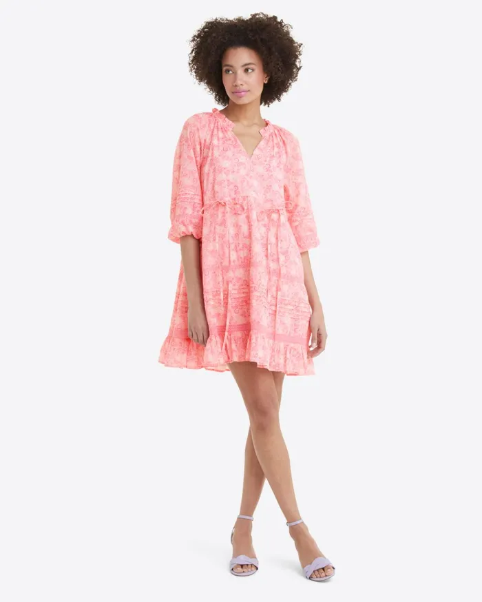 Draper James Kellie Babydoll Dress In Pink Paisley Women Dresses