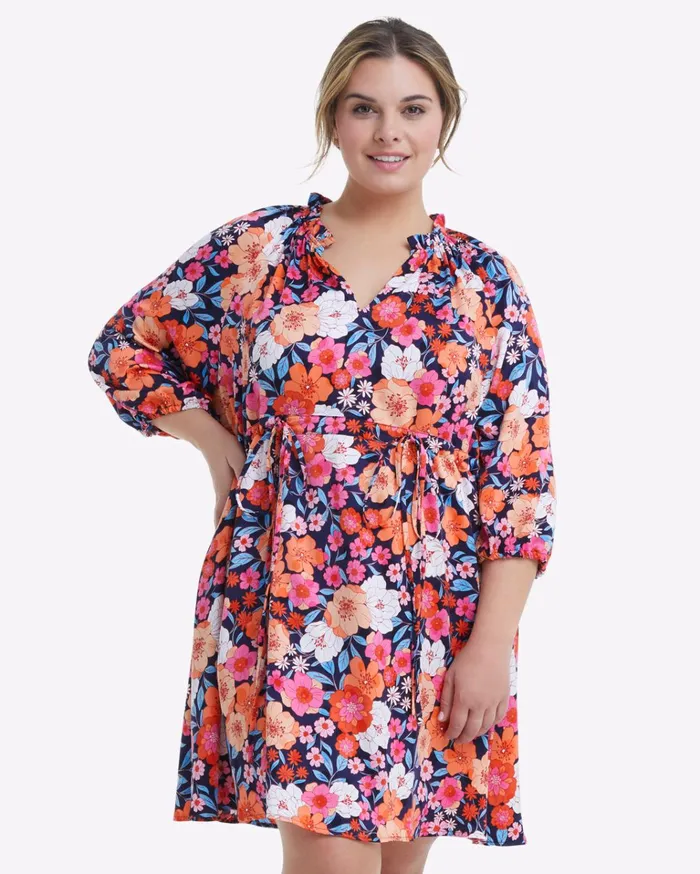 Draper James Kellie Babydoll Dress In Wildflower Bouquet Women Dresses