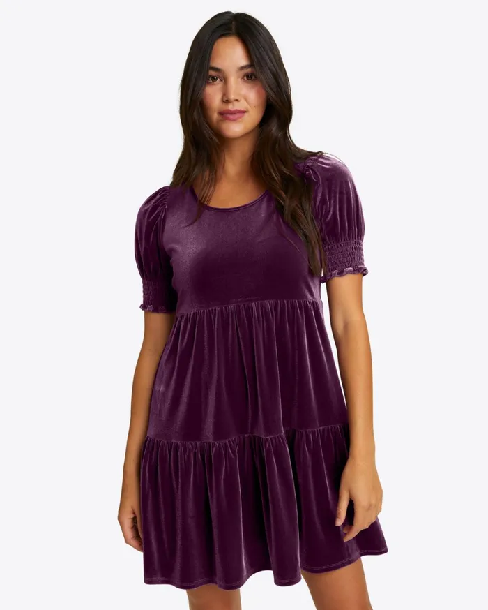 Draper James Lee Ann Dress In Plum Velvet Women Dresses