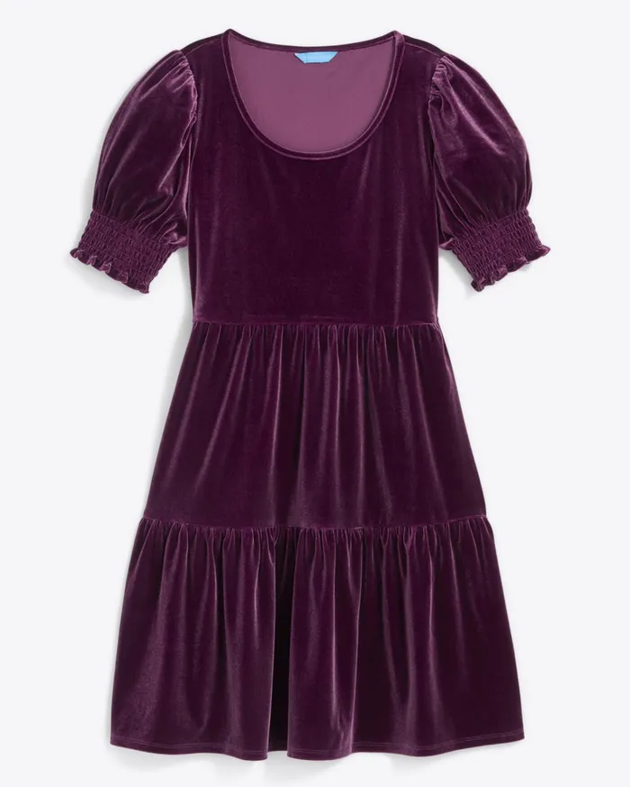 Draper James Lee Ann Dress In Plum Velvet Women Dresses