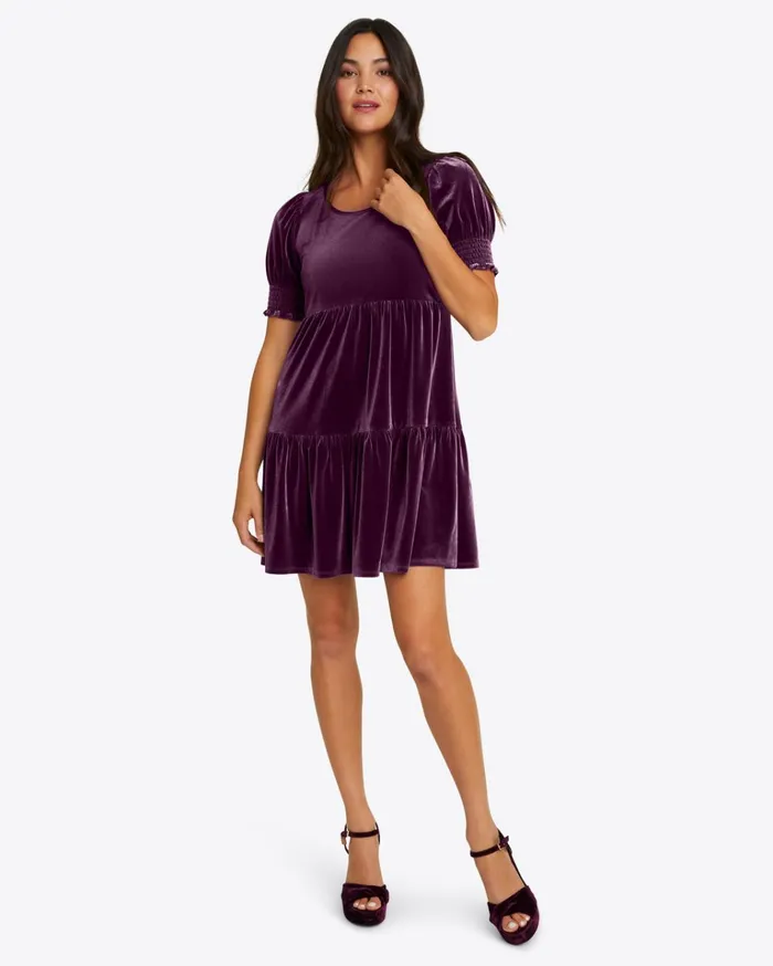 Draper James Lee Ann Dress In Plum Velvet Women Dresses