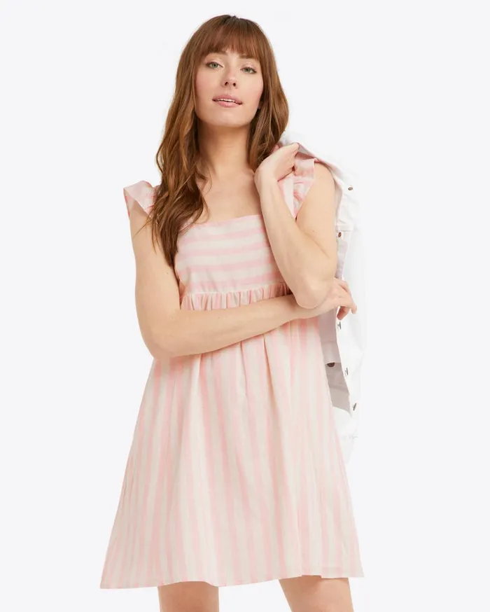 Draper James Maddie Babydoll Dress In Pink Cabana Stripe Women Dresses