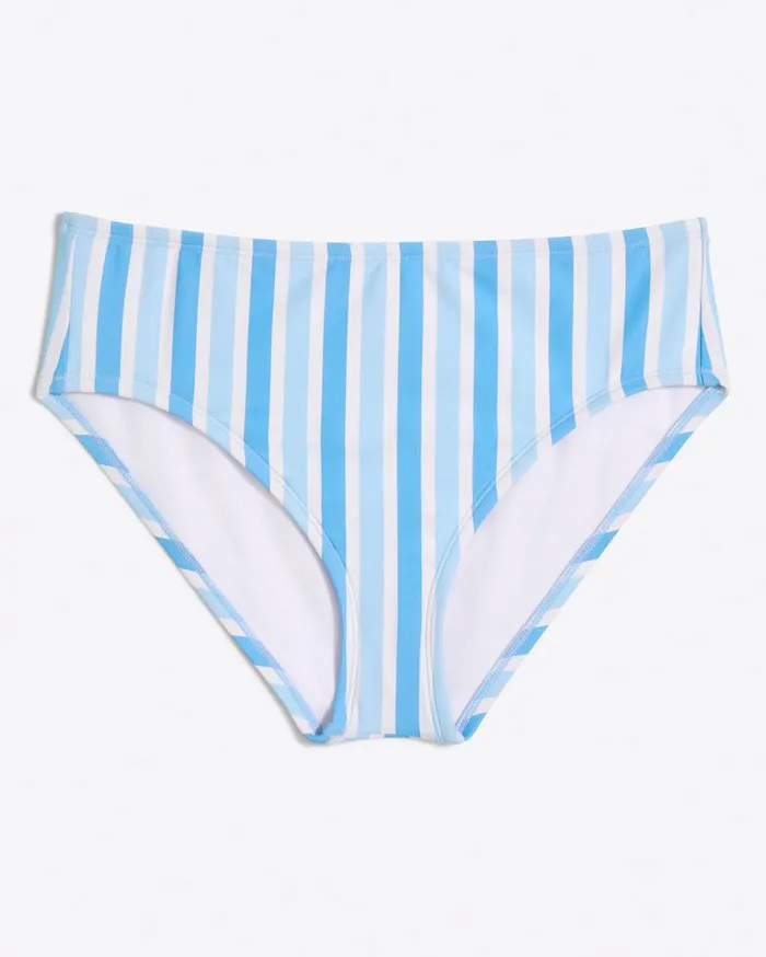 Draper James Mid Rise Bikini Bottom In Awning Stripe Women Swim