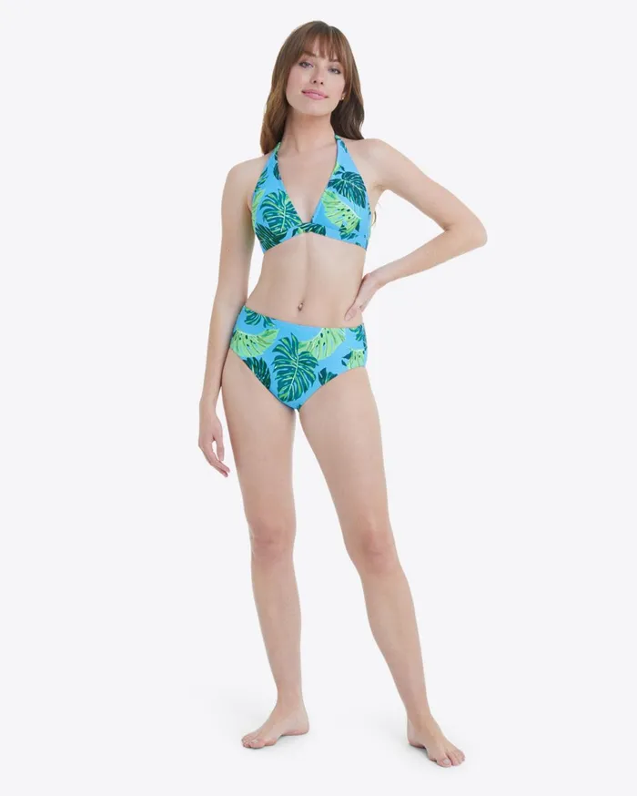 Draper James Mid Rise Bikini Bottom In Monstera Floral Women Swim