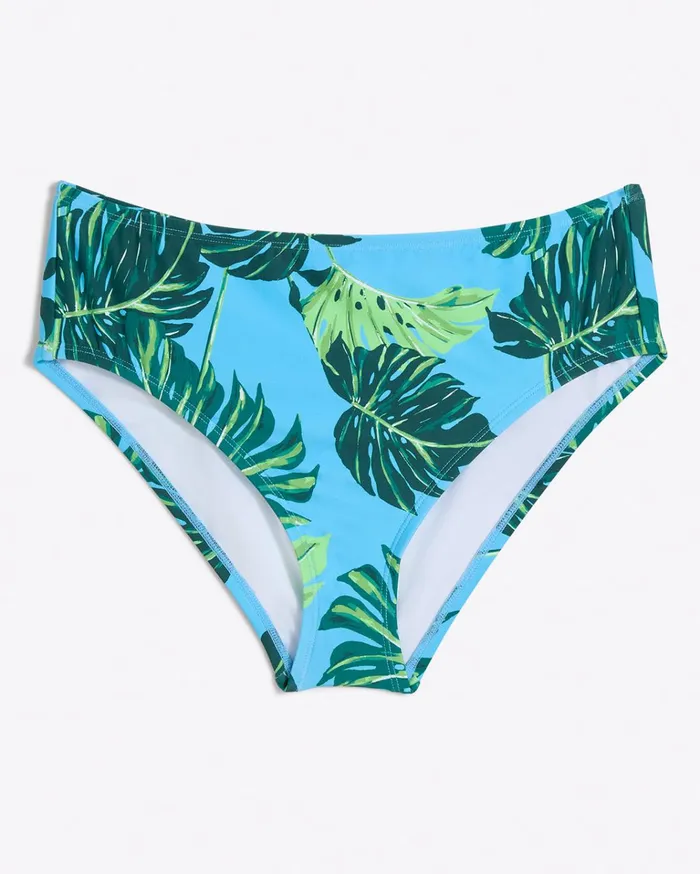 Draper James Mid Rise Bikini Bottom In Monstera Floral Women Swim