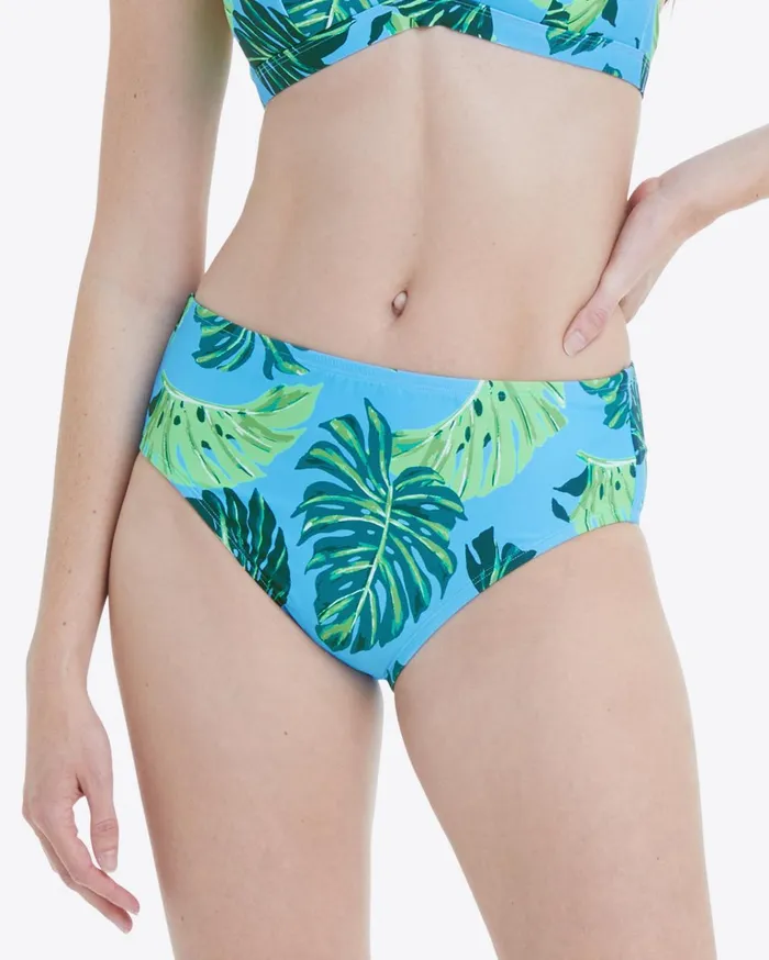 Draper James Mid Rise Bikini Bottom In Monstera Floral Women Swim