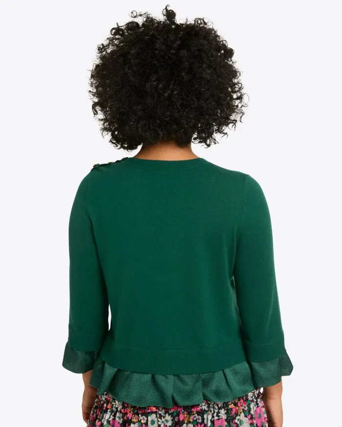 Draper James Mixed Media Sweater In Evergreen Women Sweaters