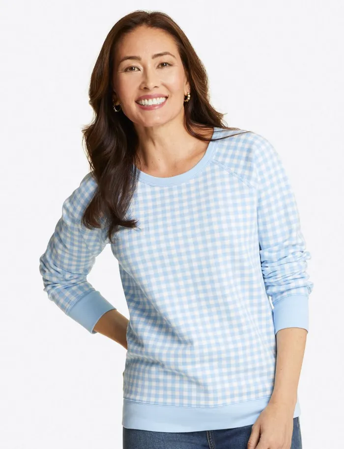 Draper James Natalie Sweatshirt In Gingham Women Sweaters