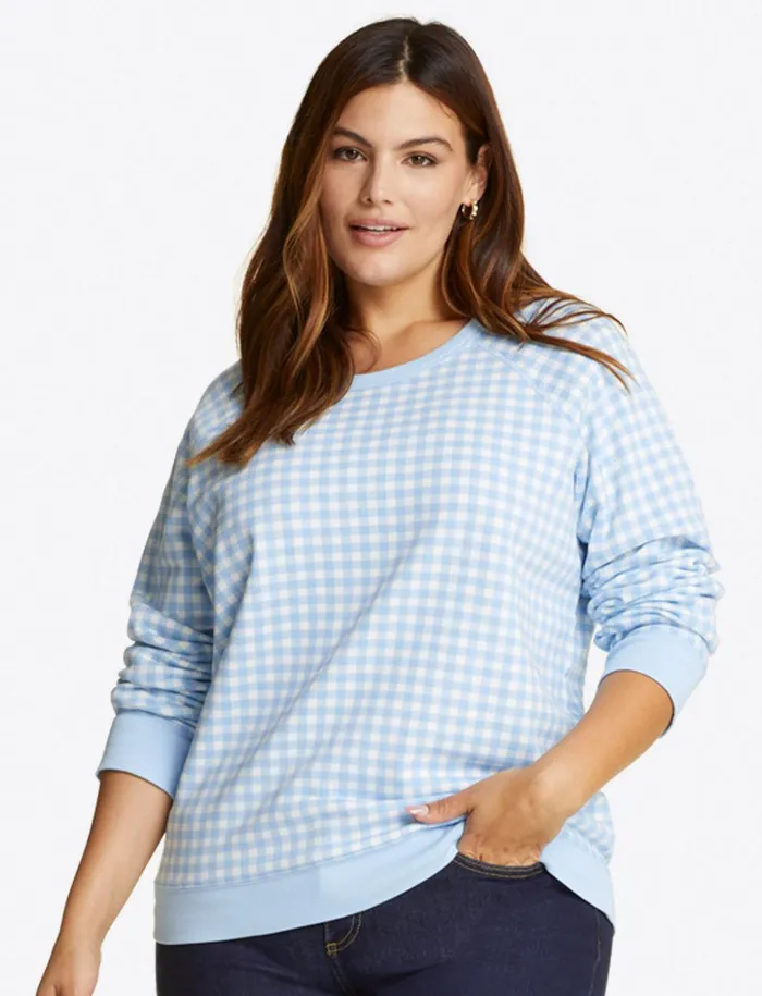 Draper James Natalie Sweatshirt In Gingham Women Sweaters